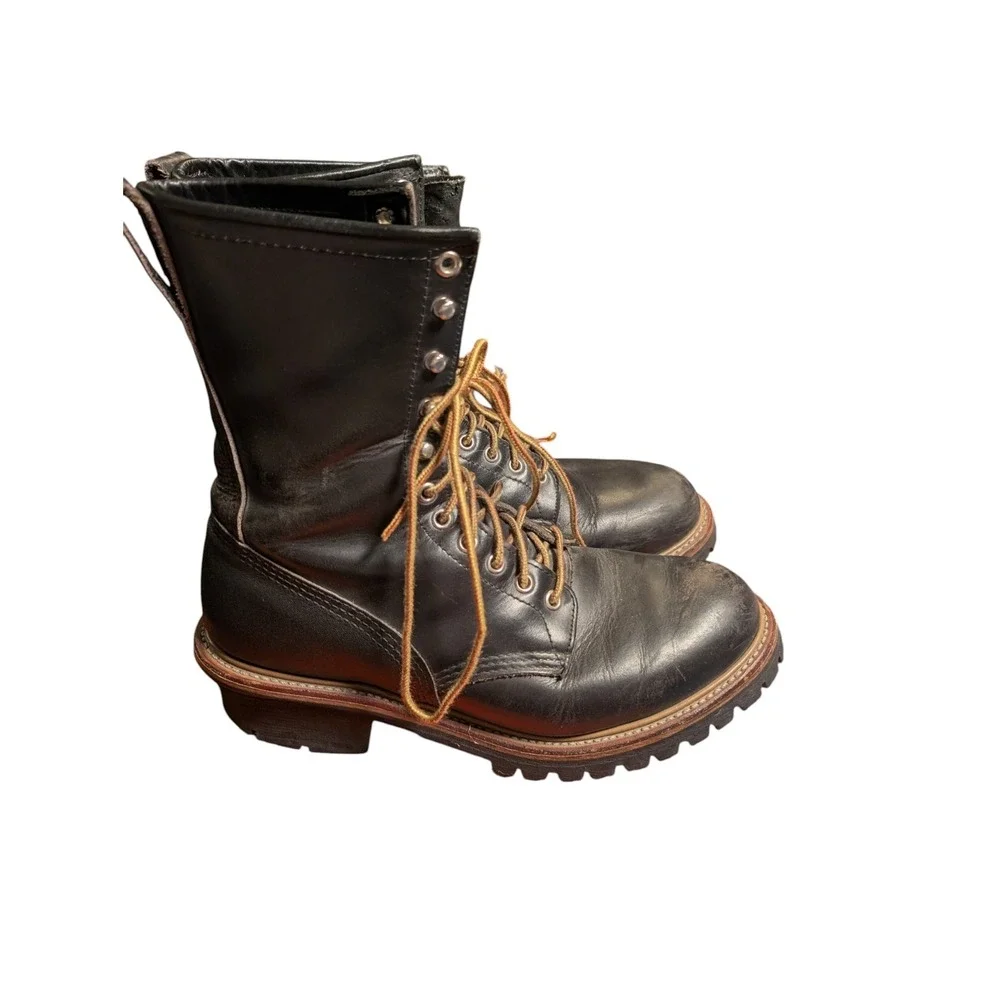 Red Wing Boots Mens 9.5 D Black Leather Loggermax Work Boots Lug Sole Heritage